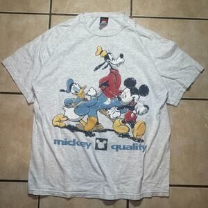 Vintage 90s Disney Mickey Unlimited Gray Graphic T-Shirt Mens XL Goofy Donald